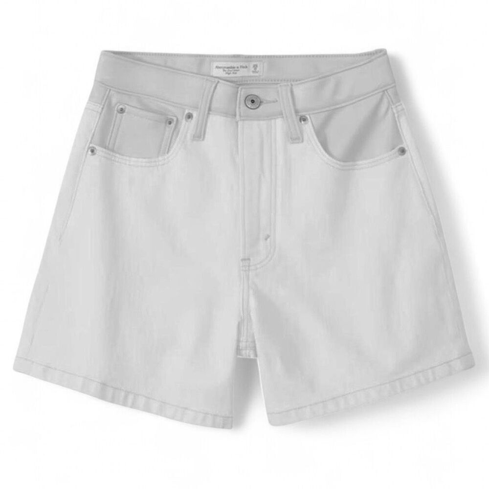 NWT Abercrombie & Fitch 36/22/3X Women's High Rise Dad Short - Light Gray Denim